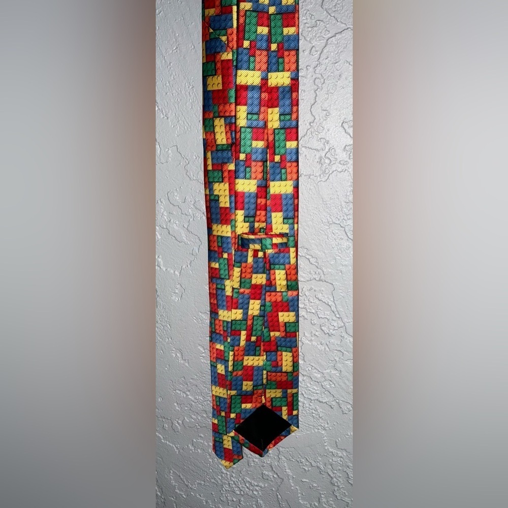 Colorful Block Pattern Tie- 57" - Picture 3 of 4